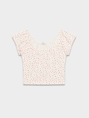 Aritzia Women's White floral Crop-top